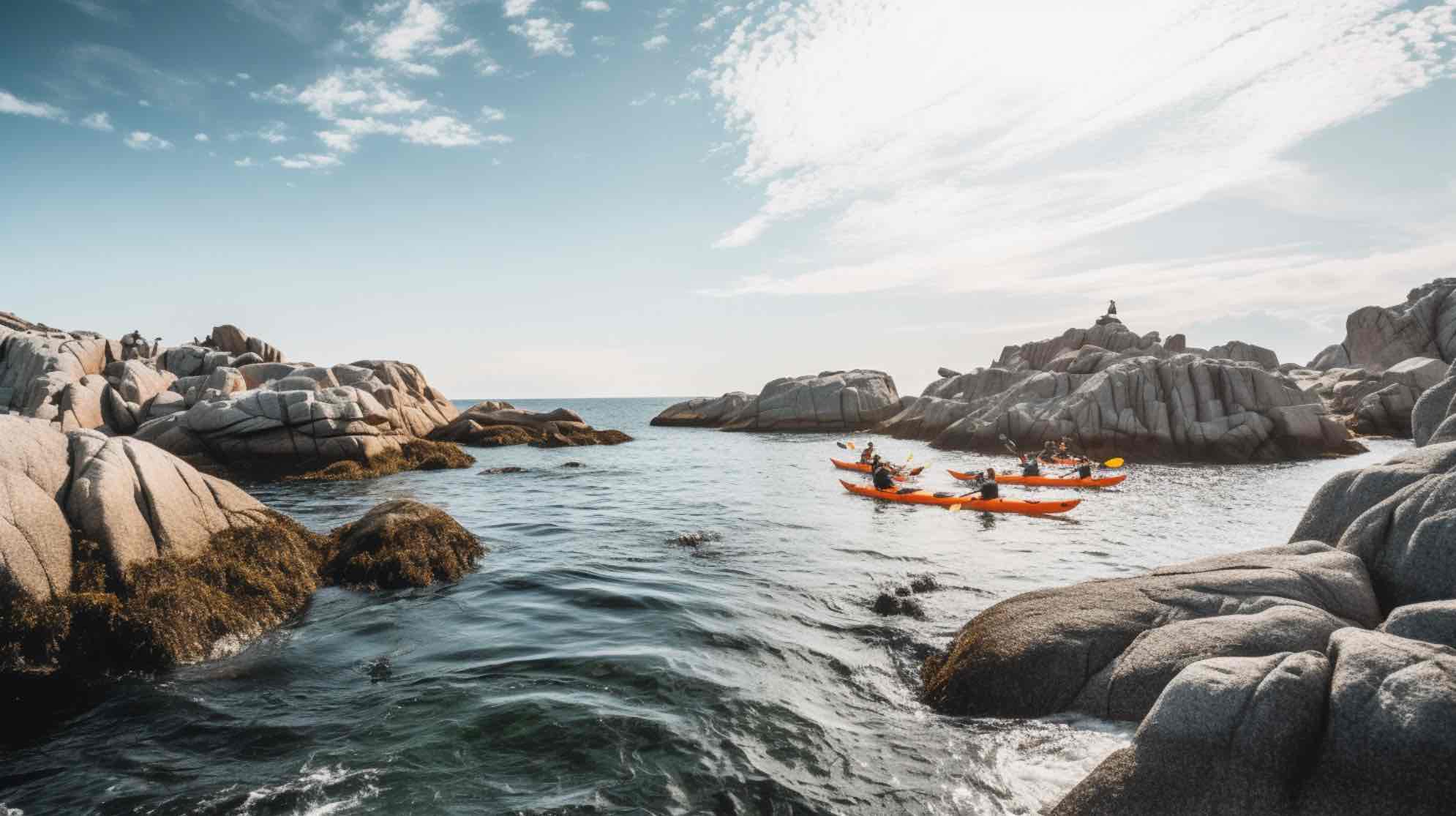 Kayaks au milieu des rochers